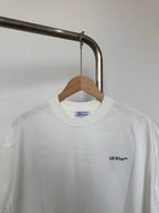Off-White white crewneck T-shirt with small chest text logo