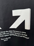 Off-White black T-shirt fabric with large white arrow and small text