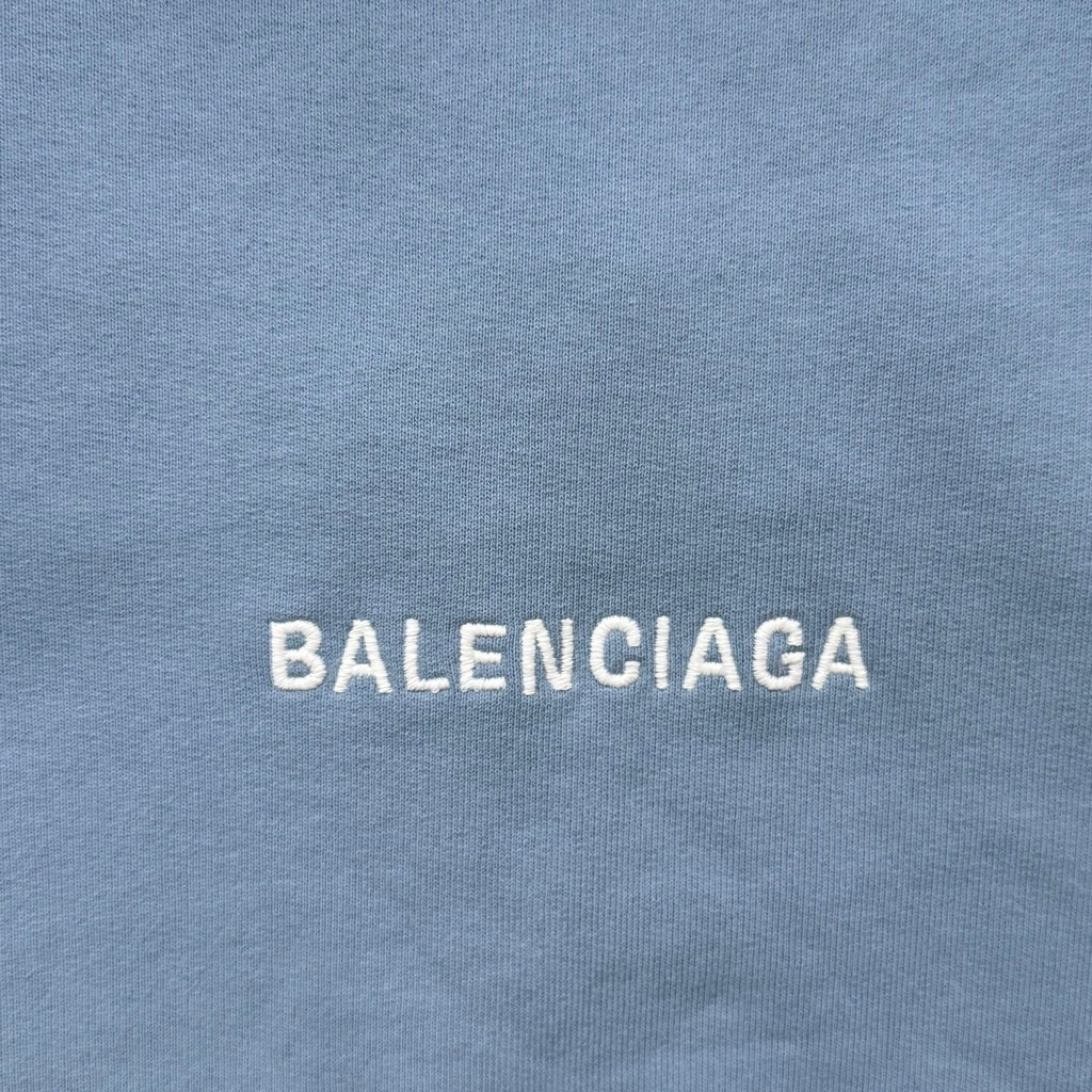 Balenciaga light blue hoodie with BALENCIAGA logo on chest