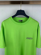 Neon green Dior T-shirt with crew neck and chest logo