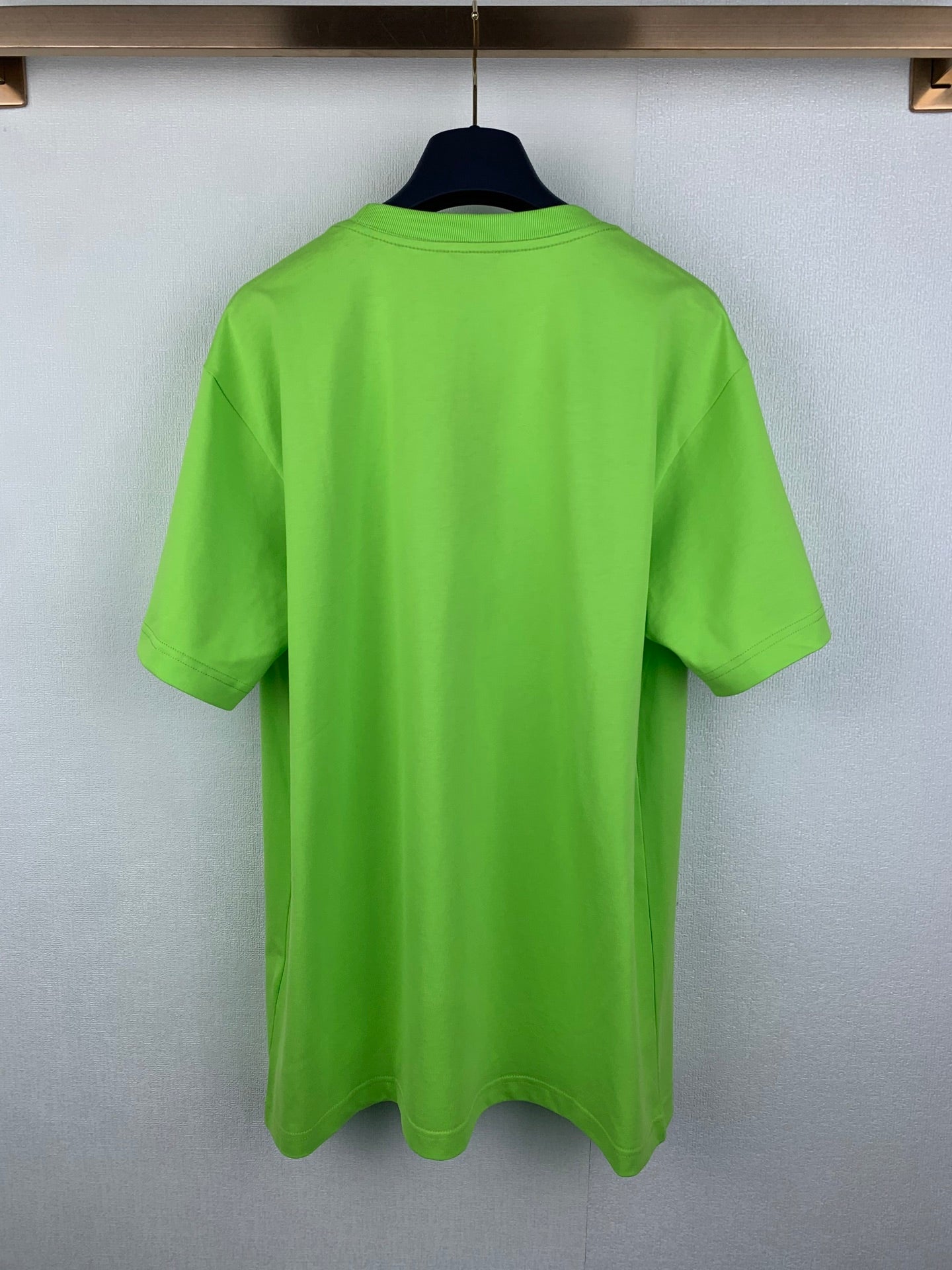 Neon green short-sleeve T-shirt, plain back view