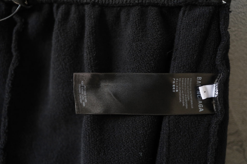 Balenciaga black pants with care label patch on interior waistband