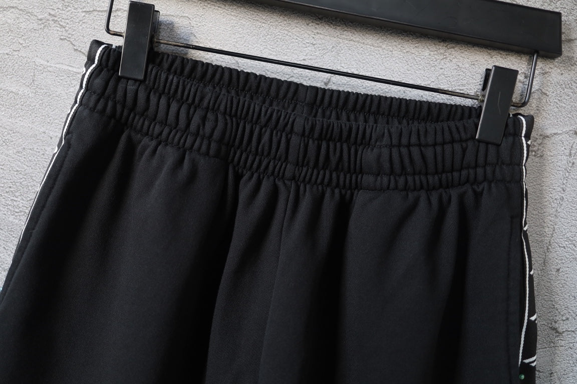 Balenciaga black elastic waistband shorts with front pleats
