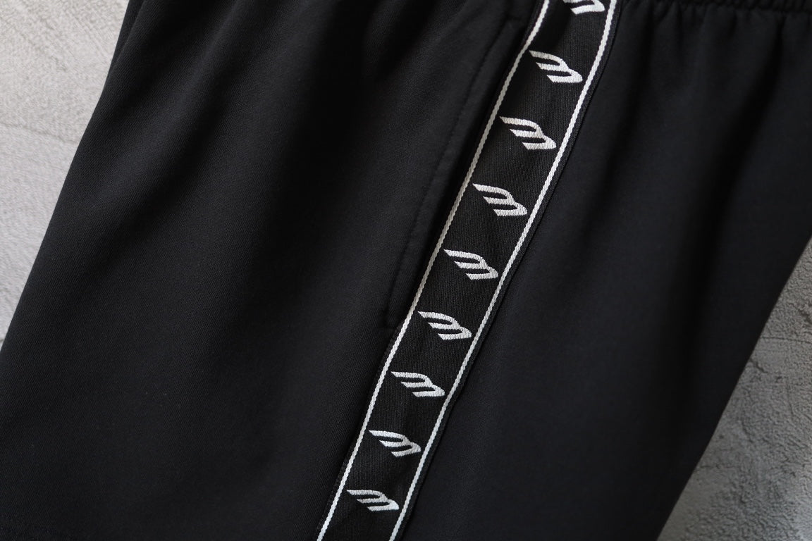 Balenciaga black shorts with side logo stripe tape