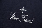 Stone Island star and script logo on dark navy knit sweater