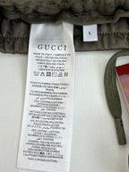 Gucci shorts care label inside waistband, dark olive