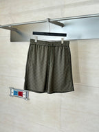 Gucci monogram shorts with elastic waist, dark olive