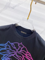 Versace T-shirt crew neck with brand label and colorful chest graphic