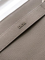 Taupe textured leather Dior logo on small pouch bag