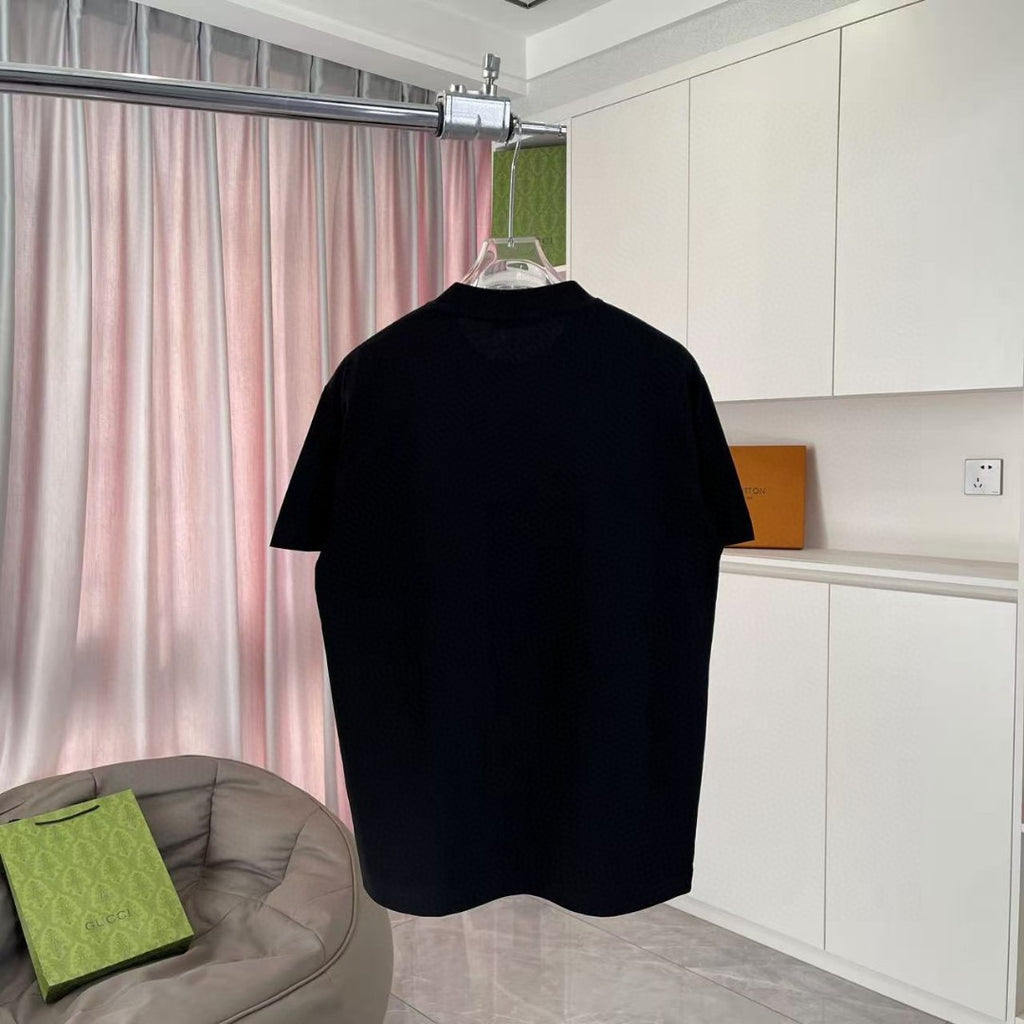Black Prada short-sleeve T-shirt, front view without graphic