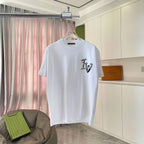 Louis Vuitton white short-sleeve T-shirt with black abstract chest logo