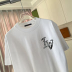 Louis Vuitton white short-sleeve T-shirt with black chest graphic and crew neck
