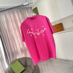 Louis Vuitton fuchsia T-shirt with front logo graphic, crew neck and short sleeves