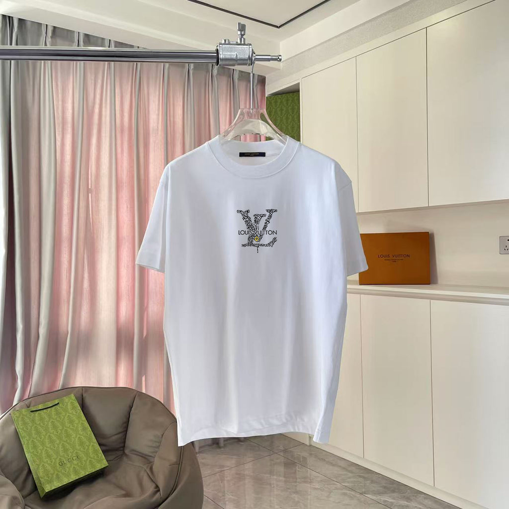 Louis Vuitton white T-shirt with black logo on chest