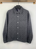 Louis Vuitton dark gray monogram button-up shirt with chest pocket and white buttons