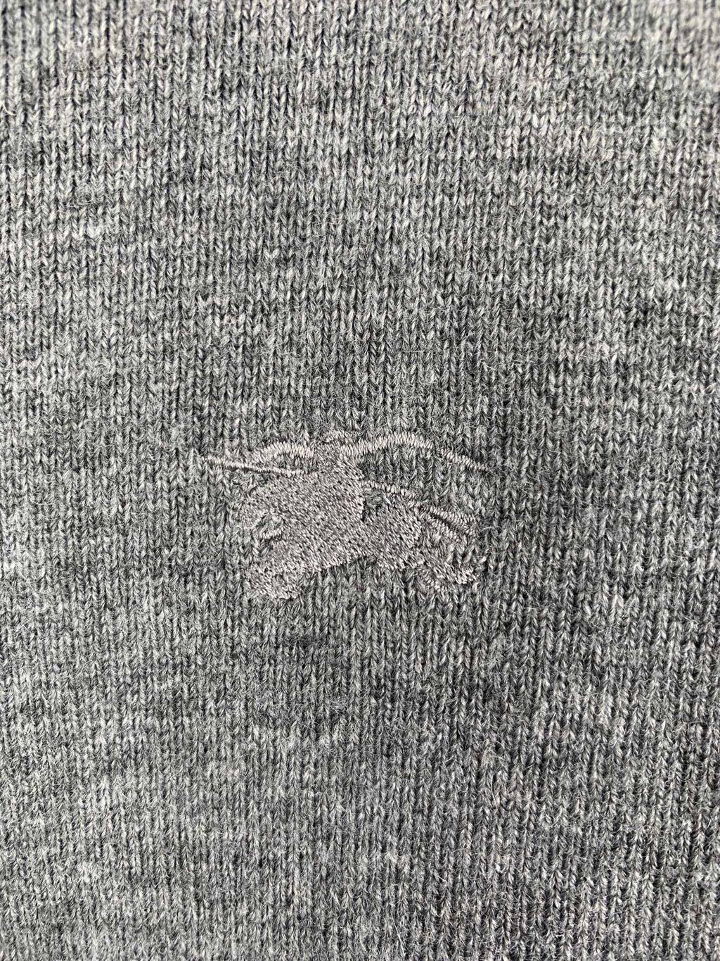 Long-sleeve knit top with Burberry logo embroidery, gray