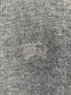 Long-sleeve knit top with Burberry logo embroidery, gray