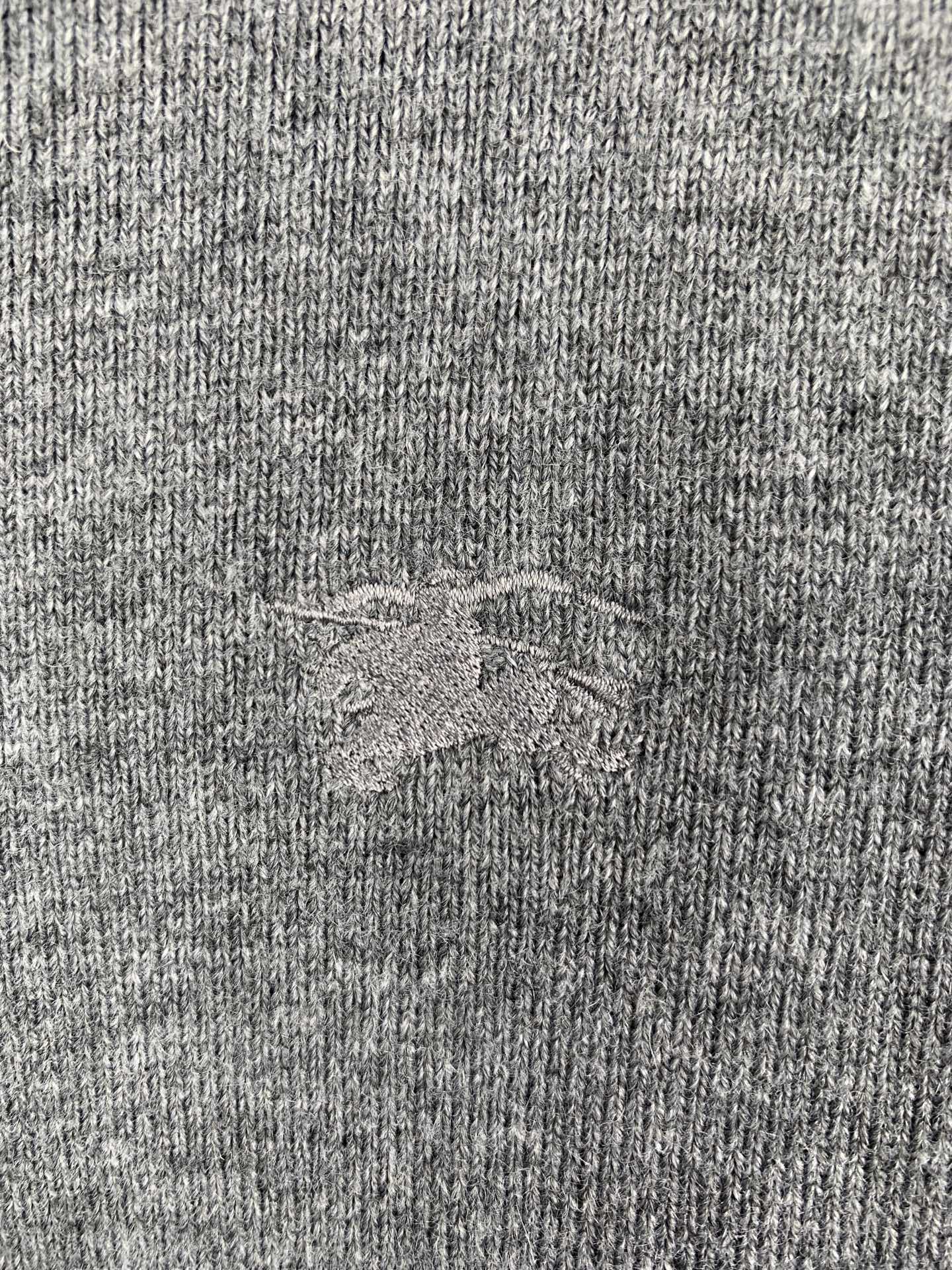 Long-sleeve knit top with Burberry logo embroidery, gray