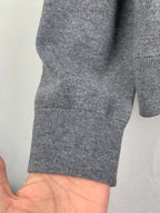 Gray hoodie cuff and ribbed hem, knit sleeve with seam detail