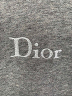 Gray heather hoodie fabric with white "Dior" logo