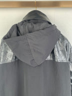 Louis Vuitton long hooded jacket with large hood and monogram trim