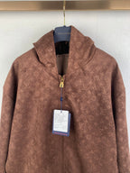 Louis Vuitton hooded zip jacket with gold-tone zipper and monogram pattern