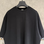 Black crewneck T-shirt with ribbed collar