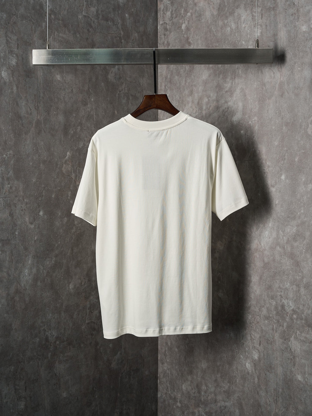 Gucci short-sleeve T-shirt back view in light cream, crew neck, straight hem