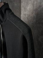Black Dior jacket shoulder detail with subtle textured fabric finish