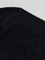 Louis Vuitton sweater knit detail in dark with embossed monogram and textured stitch