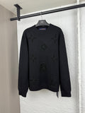 Louis Vuitton long-sleeve sweater in dark knit with embossed monogram pattern