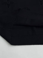 Louis Vuitton sweater knit texture detail in dark with raised monogram motifs