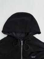 Black hooded jacket with drawstring and PRADA logo badge