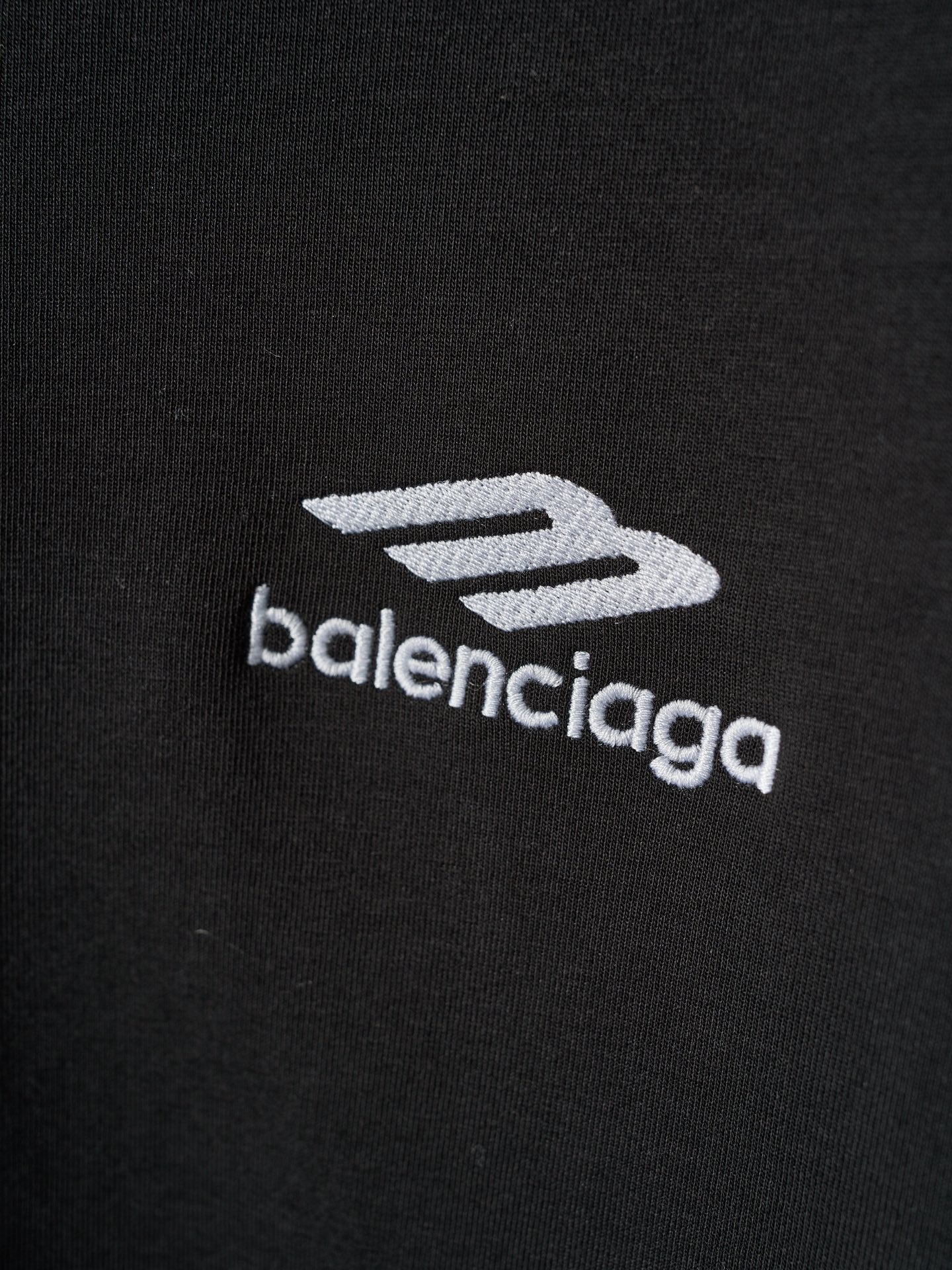 Balenciaga logo print on black hoodie chest