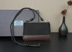 Prada shoulder bag, black with brown bottom panel, chain strap and top handle