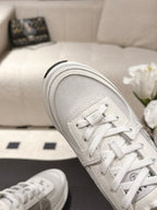 Chanel unisex white sneaker upper with lace-up details and stitched eyestays