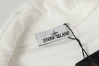Stone Island neck label inside collar with ribbed white trim and black cord