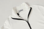 Stone Island white quarter-zip top with black zip and embroidered side logo
