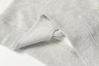 Light gray sweatshirt sleeve cuff with ribbed knit