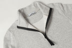 Light gray zip sweatshirt with standing collar and black zipper