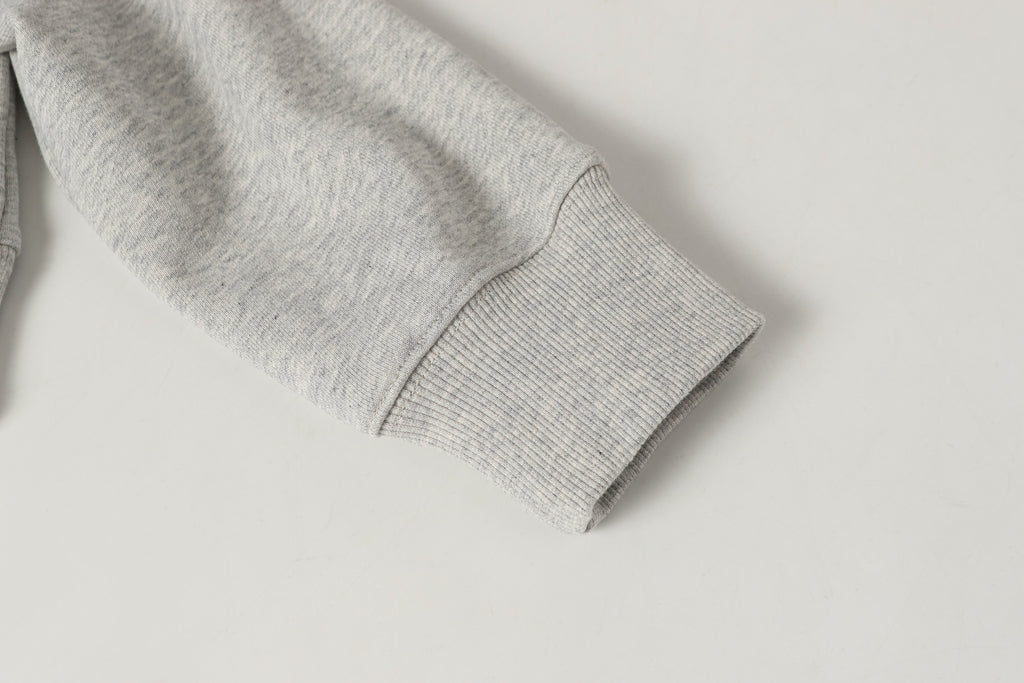 Stone Island crewneck sweatshirt sleeve cuff and ribbed hem in light gray