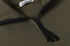 Stone Island quarter-zip sweatshirt chest zipper and dark zipper pull detail