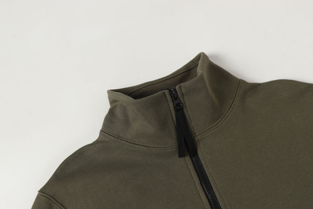 Stone Island quarter-zip sweatshirt neckline with stand collar and zipper placket