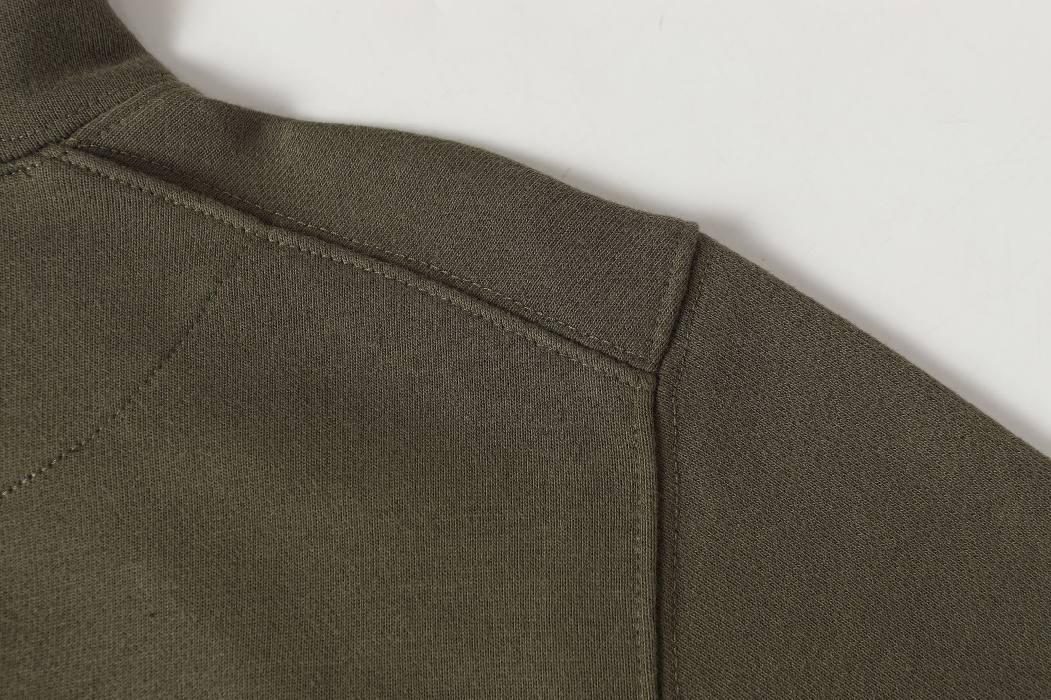 Stone Island jacket collar and shoulder seam, dark olive