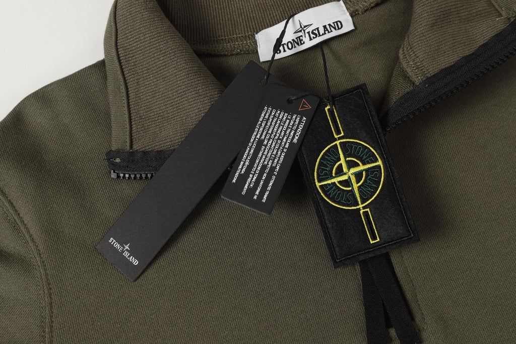 Stone Island quarter-zip sweatshirt with interior neck label and fabric tag