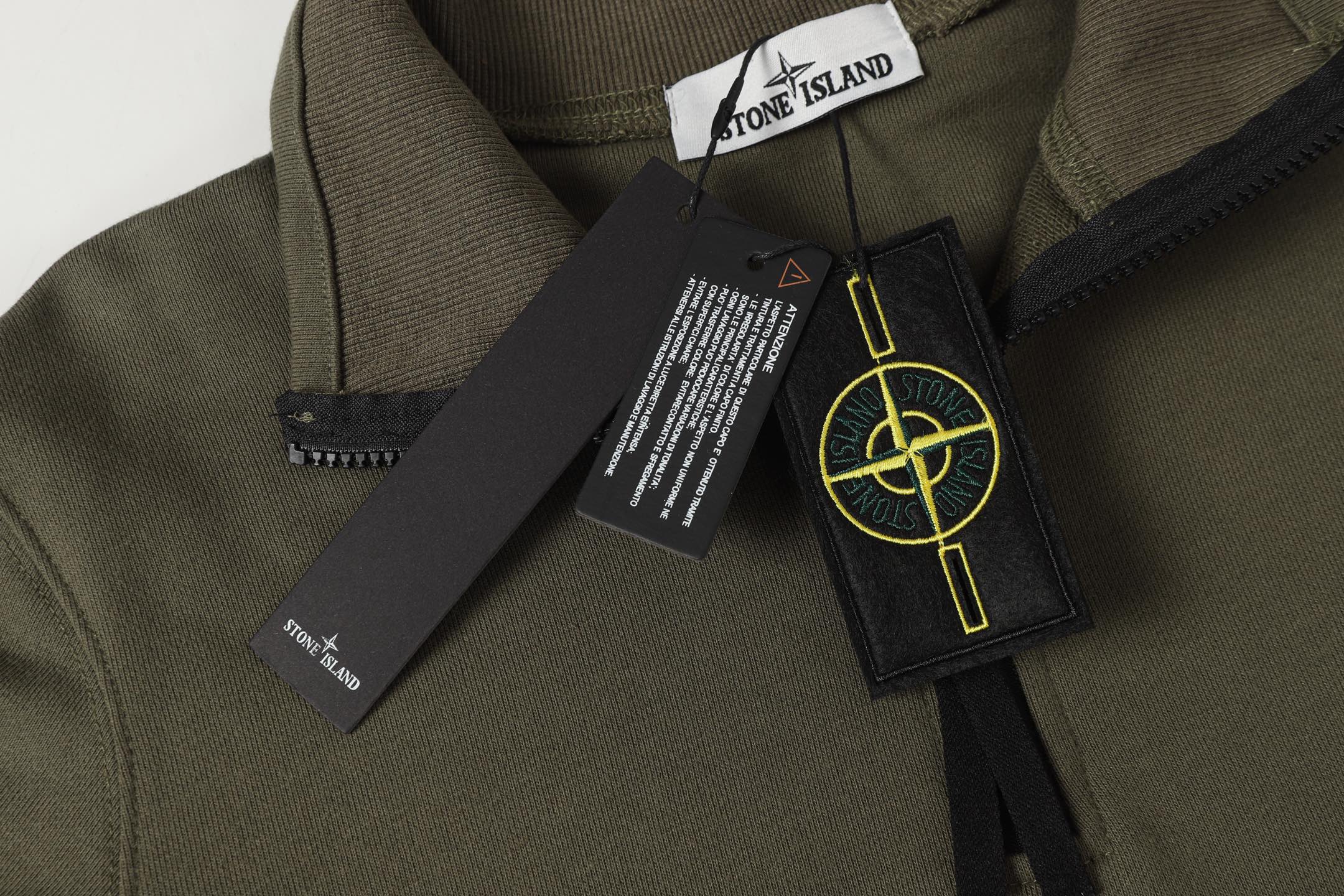 Stone Island quarter-zip sweatshirt with interior neck label and fabric tag