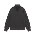 Black Stone Island half-zip sweatshirt with stand collar and sleeve logo patch