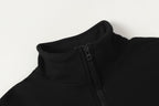 Black quarter-zip sweatshirt mock neck with metal zipper
