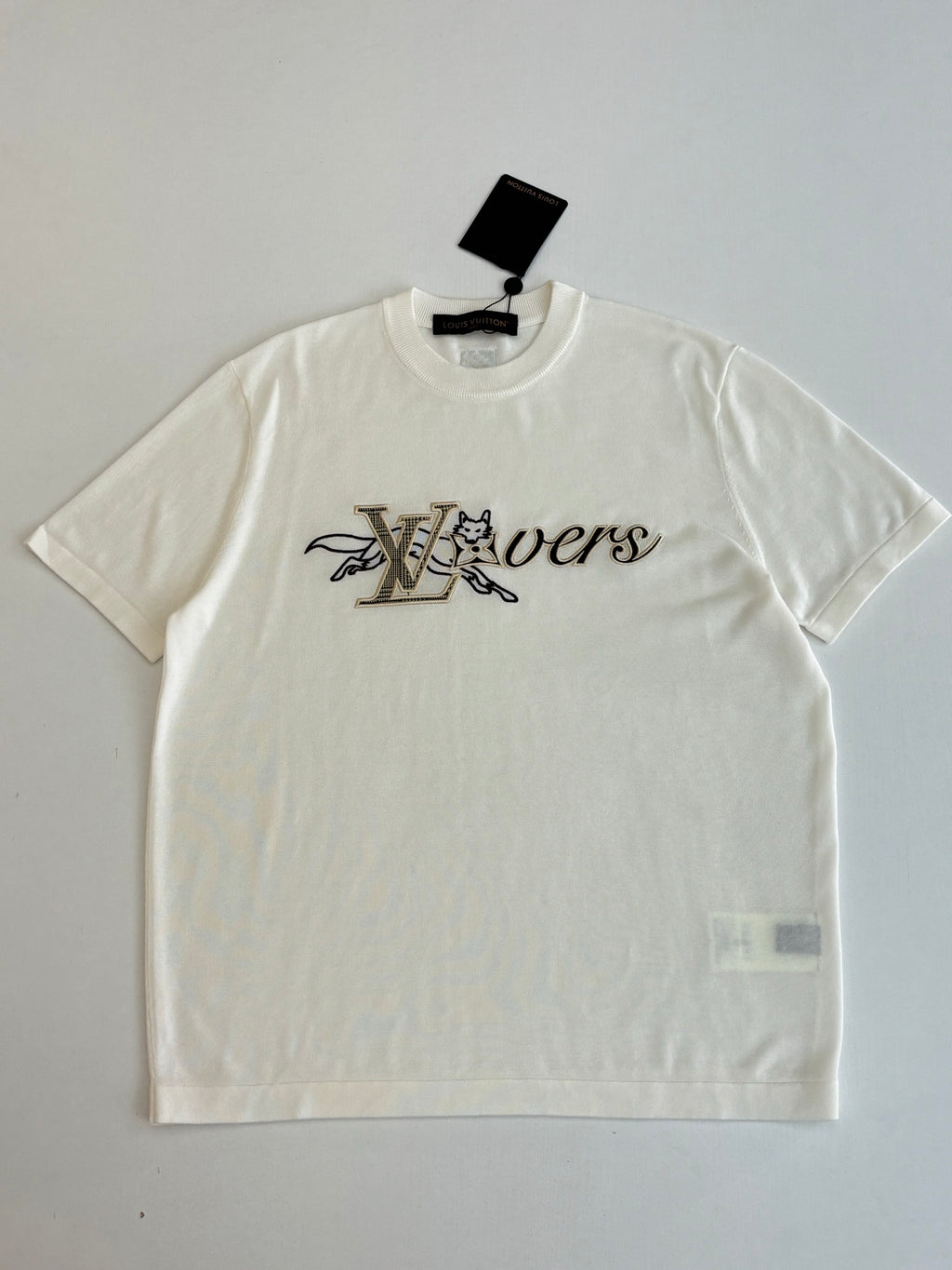 Louis Vuitton white T-shirt with LV Lovers graphic on the chest