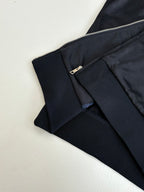 Gucci jacket collar and zipper area in dark navy with ribbed knit trim